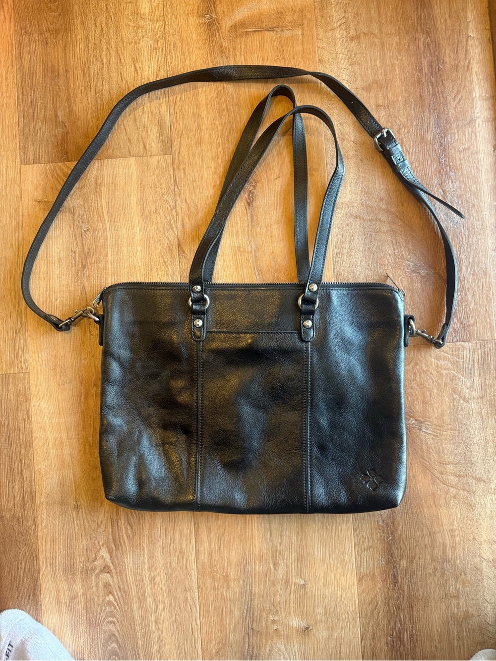 Patricia Nash Black geniune Leather Crossbody Tote